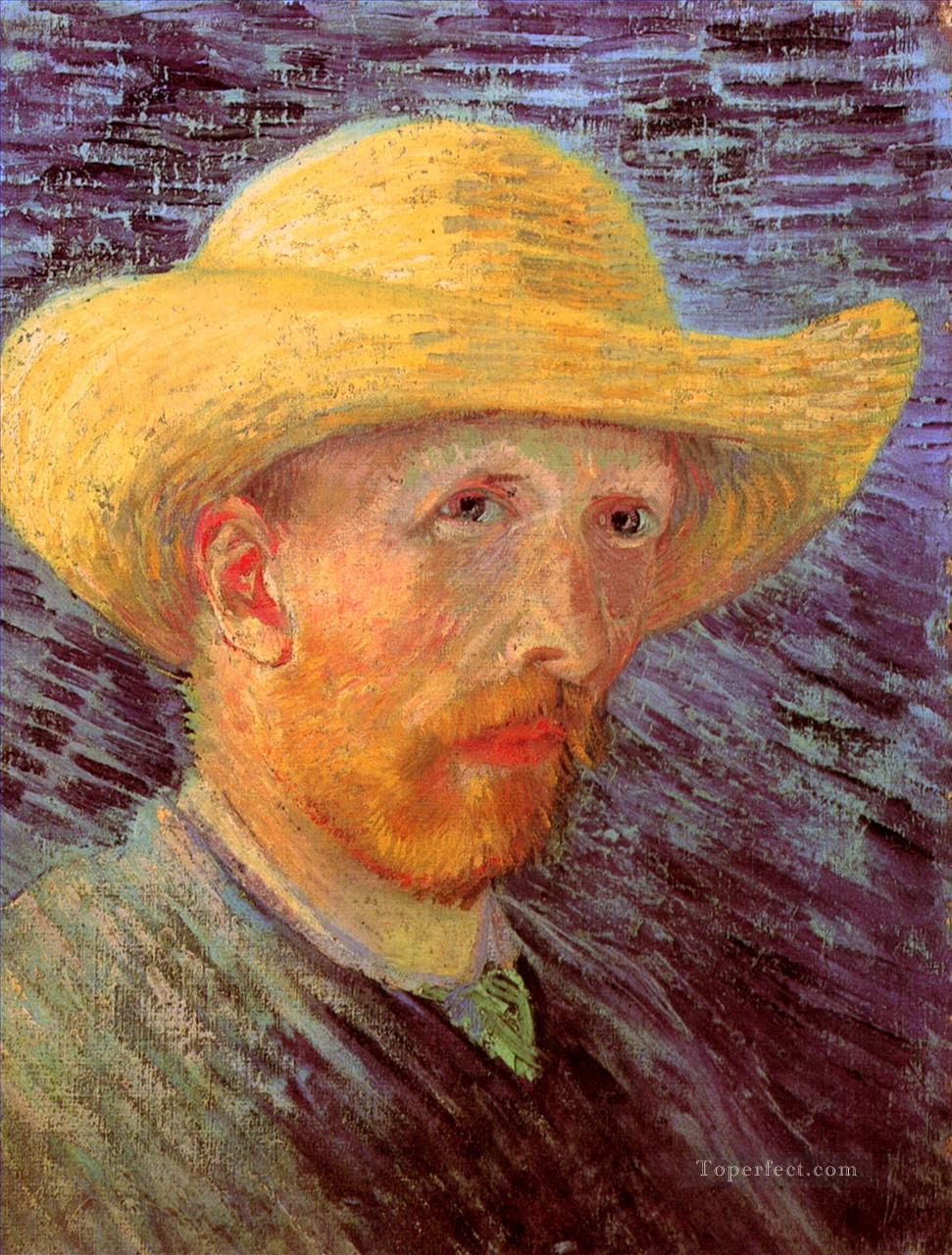 Self Portrait with Straw Hat 3 Vincent van Gogh Oil Paintings